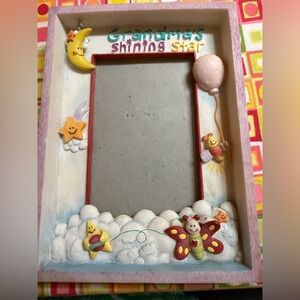 Vtg Russ Berrie Grandma's Shining Star Skribbles 6" x 8" Handpainted Photo Frame